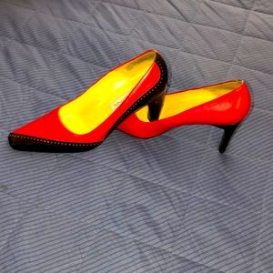 Bellini, red and black, wedge heel.